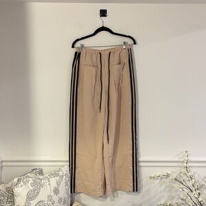 Beige Track Pants with Black Stripes